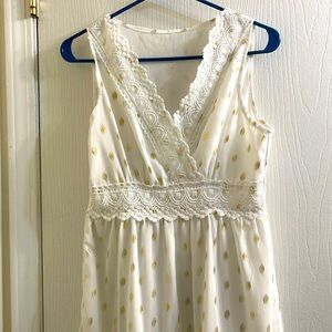 White with gold dots dress